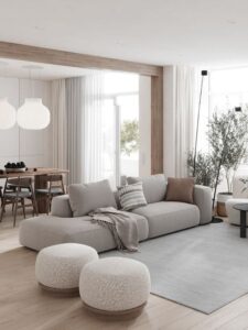 Trang trí phòng khách kết hợp sofa